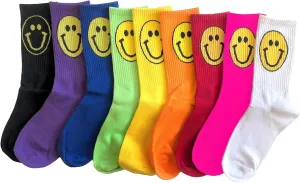 Happy Face Crew Socks for Girls Fun and Trendy Design for Everyday Wear Age 8 Years Old  