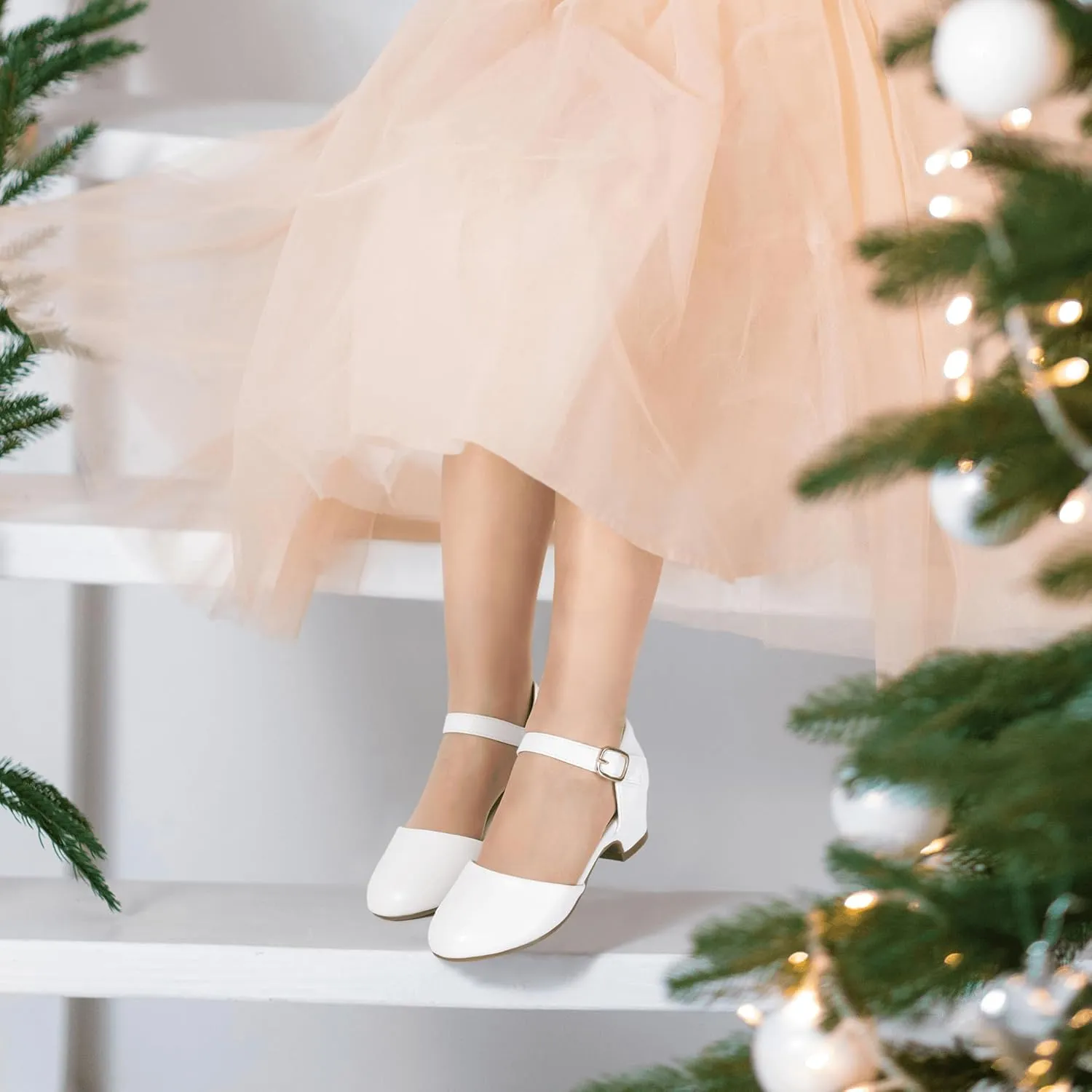 Hehainom Girls Dress Shoes Toddler Closed Toe Flower Girl Heels for Party Wedding Princess Shoes