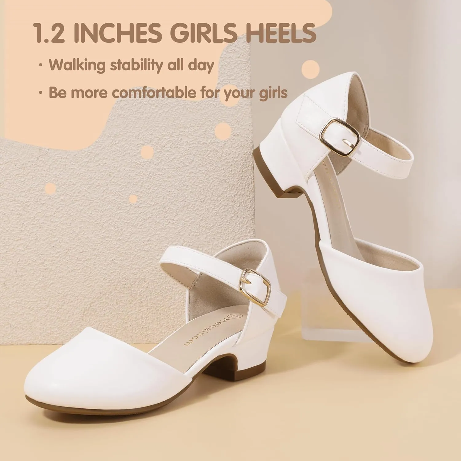 Hehainom Girls Dress Shoes Toddler Closed Toe Flower Girl Heels for Party Wedding Princess Shoes