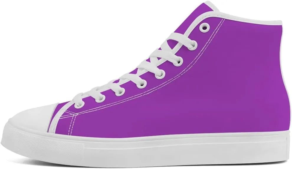 High Top Canvas Shoes for Men Women Purple High Top Sneakers Lace Up Casual Shoes Gifts for Boyfriend Girlfriend
