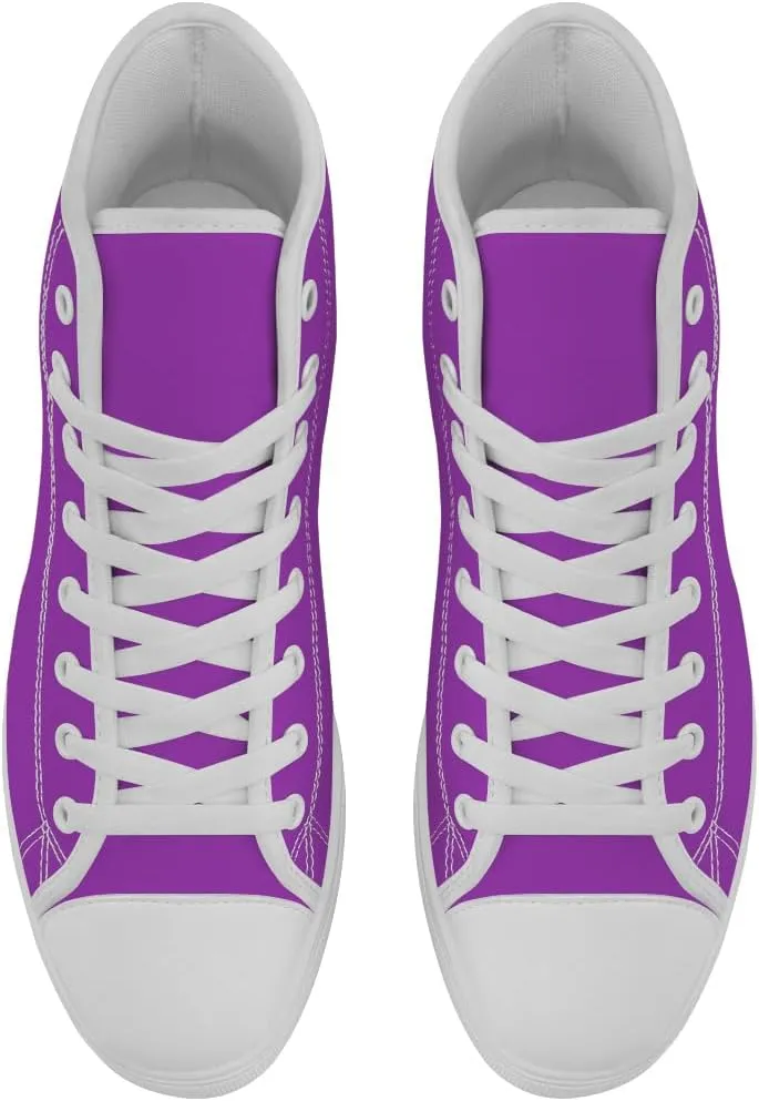 High Top Canvas Shoes for Men Women Purple High Top Sneakers Lace Up Casual Shoes Gifts for Boyfriend Girlfriend