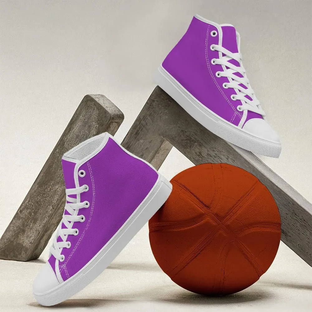 High Top Canvas Shoes for Men Women Purple High Top Sneakers Lace Up Casual Shoes Gifts for Boyfriend Girlfriend