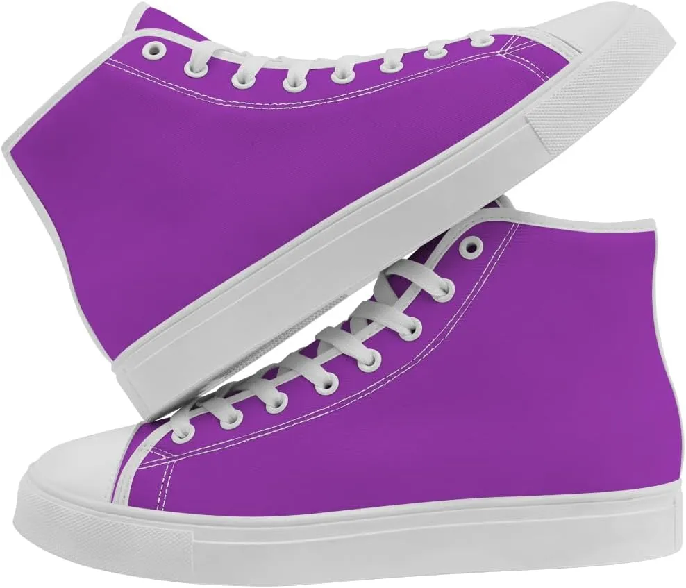 High Top Canvas Shoes for Men Women Purple High Top Sneakers Lace Up Casual Shoes Gifts for Boyfriend Girlfriend