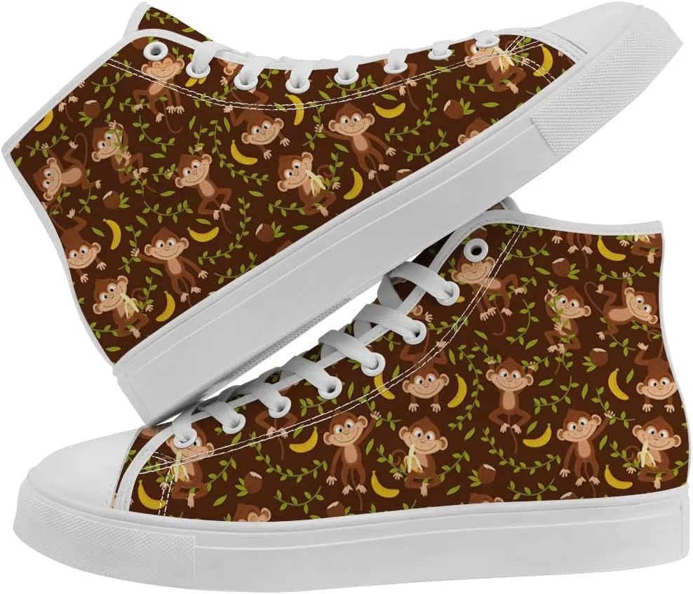 High Top Canvas Shoes Monkey High Top Sneakers Lace Up Casual Shoes for Men Women