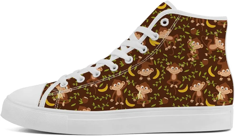 High Top Canvas Shoes Monkey High Top Sneakers Lace Up Casual Shoes for Men Women