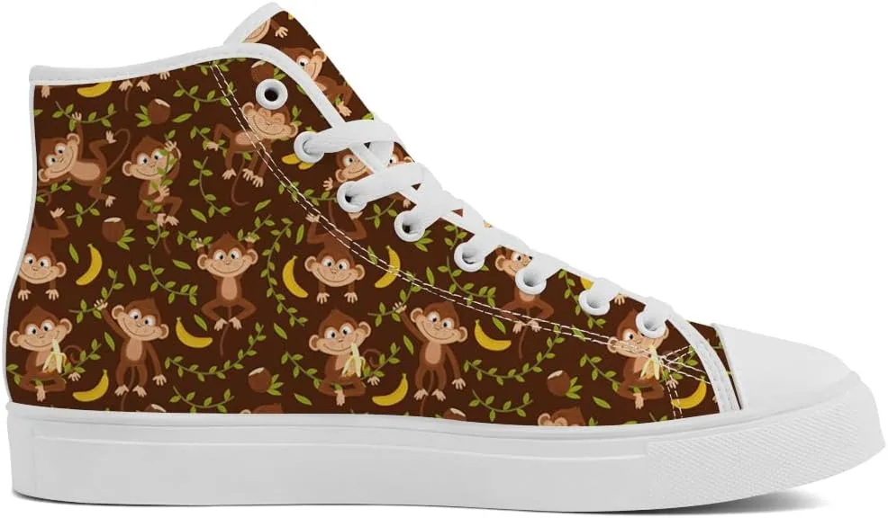 High Top Canvas Shoes Monkey High Top Sneakers Lace Up Casual Shoes for Men Women