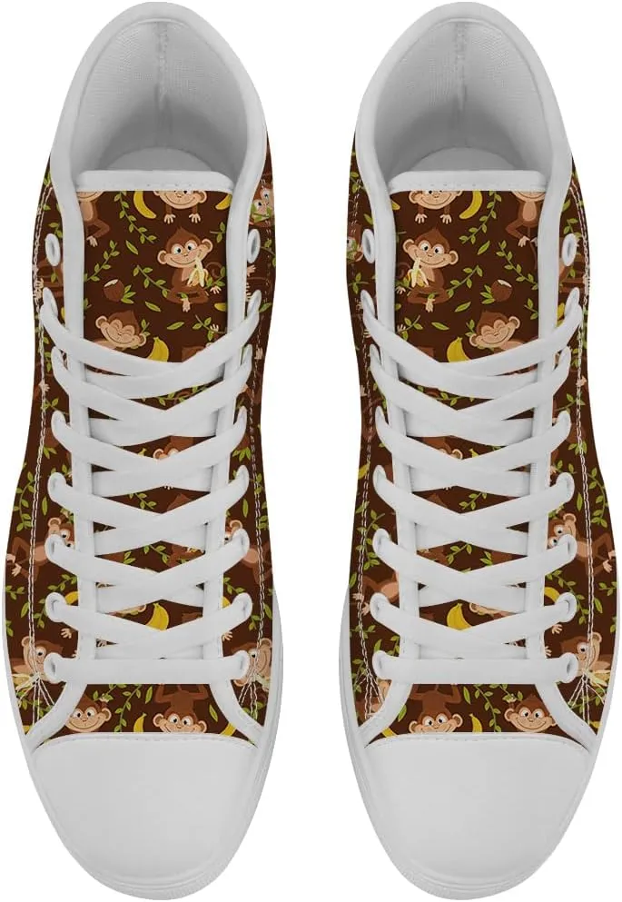 High Top Canvas Shoes Monkey High Top Sneakers Lace Up Casual Shoes for Men Women