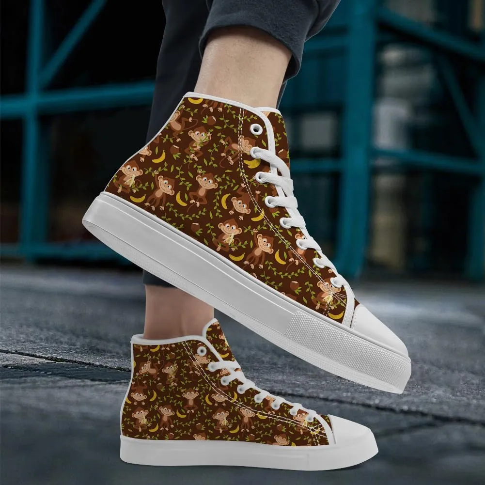 High Top Canvas Shoes Monkey High Top Sneakers Lace Up Casual Shoes for Men Women