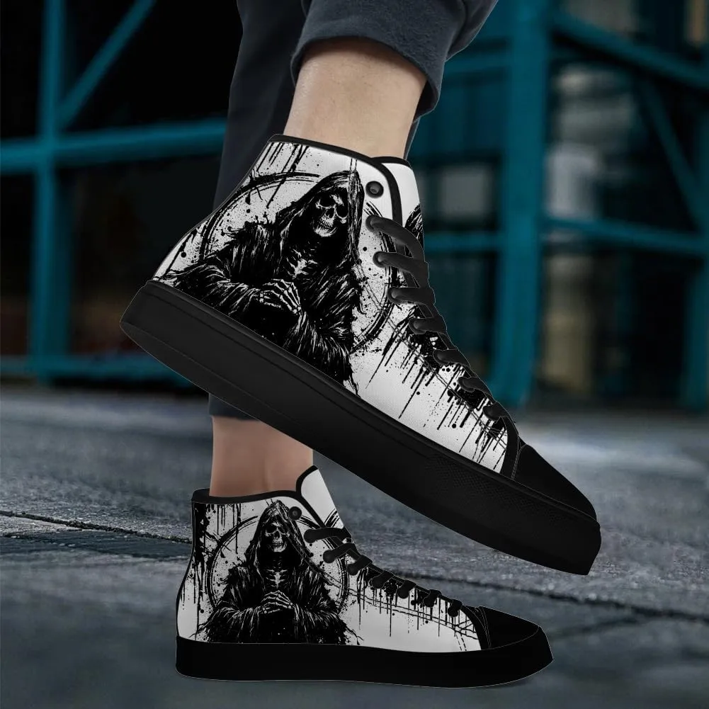 High Top Shoes for Men Women Skull High Top Canvas Sneakers Graffiti Shoes Gifts for Dad Mom