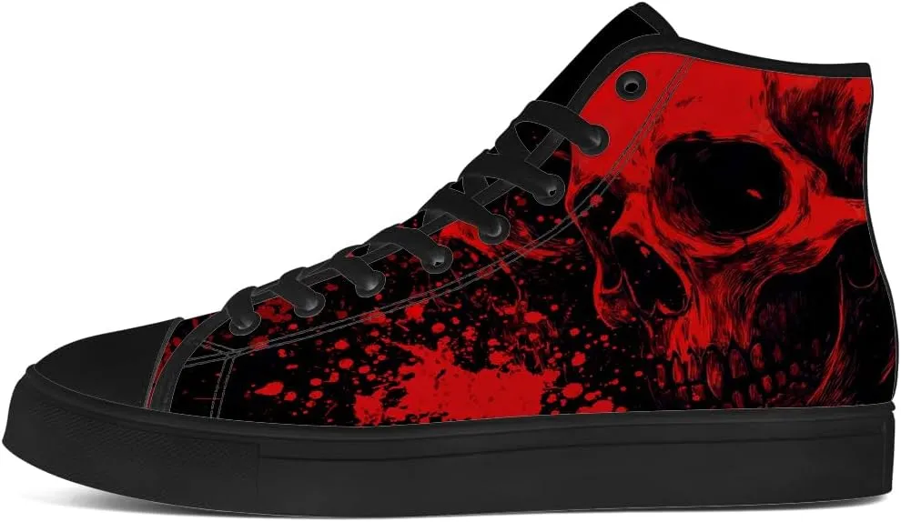High Top Shoes for Men Women Skull High Top Canvas Sneakers Graffiti Shoes Gifts for Dad Mom