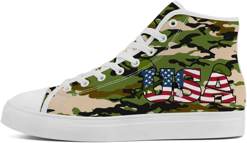 High Top Shoes Mens Womens Veteran High Top Canvas Sneakers Lace Up Casual Shoes Gifts for Men Women