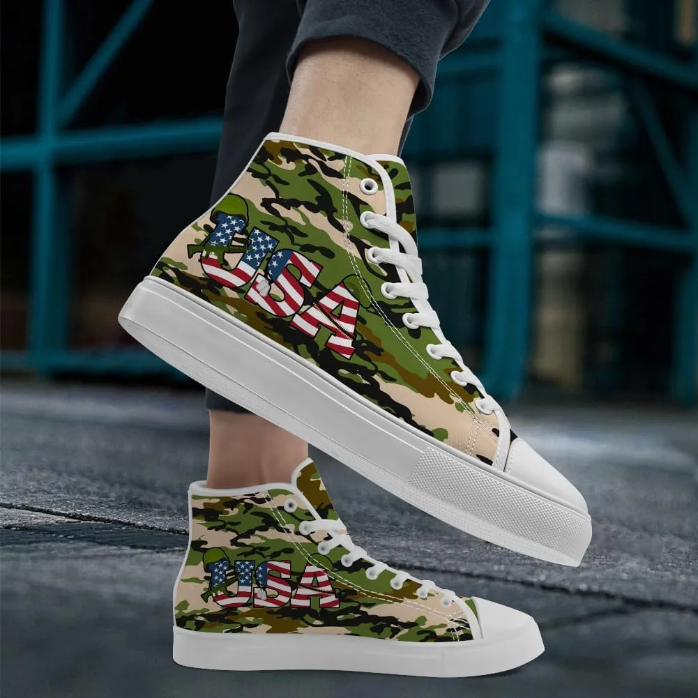High Top Shoes Mens Womens Veteran High Top Canvas Sneakers Lace Up Casual Shoes Gifts for Men Women