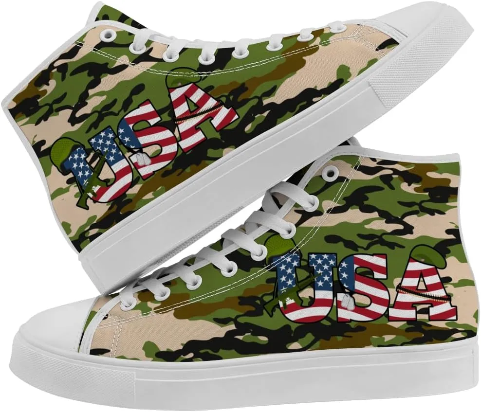 High Top Shoes Mens Womens Veteran High Top Canvas Sneakers Lace Up Casual Shoes Gifts for Men Women