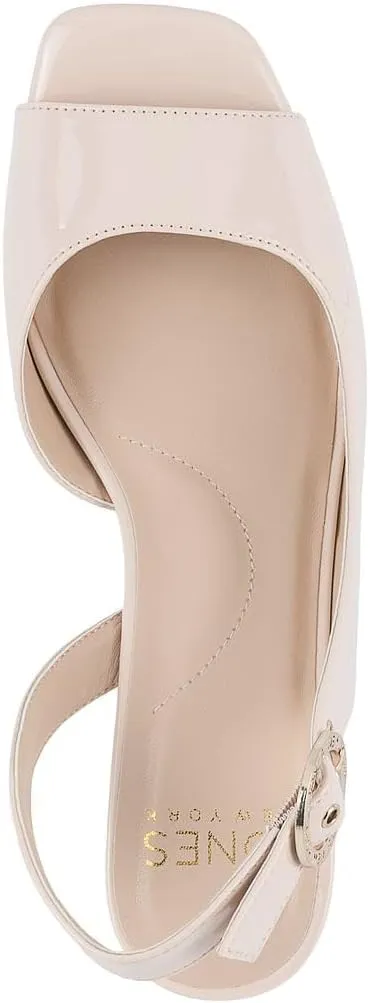 Jones New York Women's Patent Slingback Heeled Sandals | Block Heel Dress Shoes with Buckle | Open-Toe/Closed-Toe Elegant & Comfortable Footwear for Formal Events, Parties & Weddings