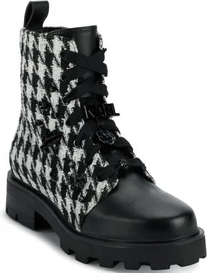Karl Lagerfeld Paris Women's Makenzie Everyday Chelsea Boot Combat, Black/White, 7.5