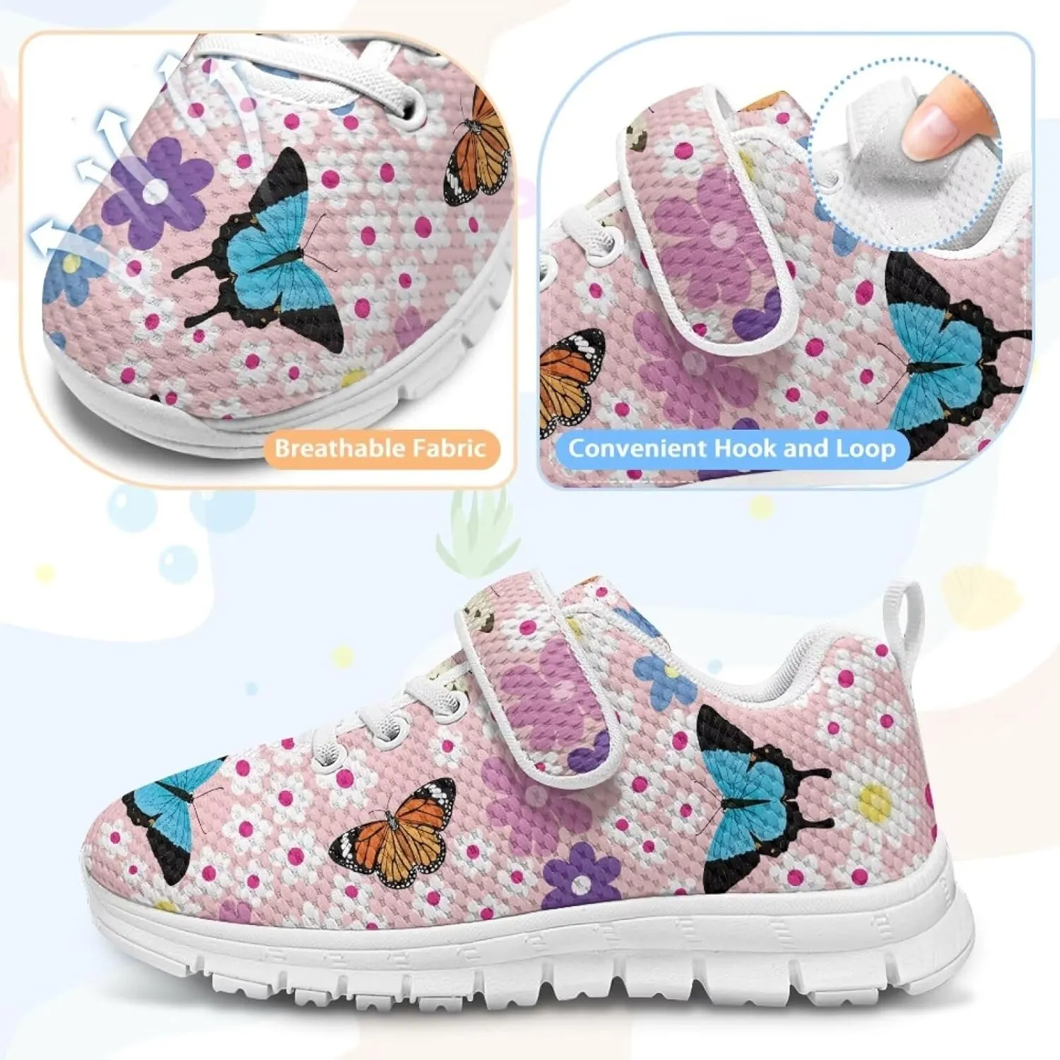 Kids Shoes Hook and Loops Running Athletic Shoes Slip On Non-Slip Shoes for Litter Kids Lightweight School Sport Sneaker for Boys Girls US 11-15