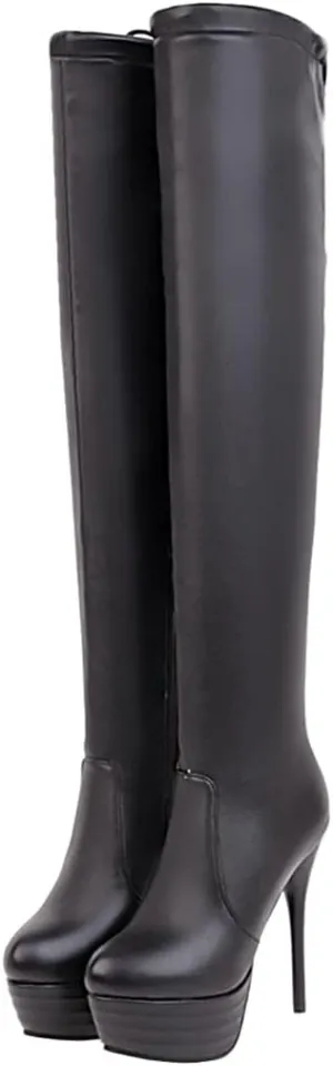 KIKIVIVI Womens Platform Stiletto High Heel Over The Knee Boots with Zipper