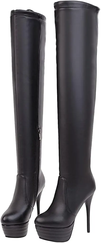KIKIVIVI Womens Platform Stiletto High Heel Over The Knee Boots with Zipper