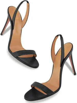 LEHOOR Women Slingback Stiletto Heels Dress Sandals Backless Strappy Heeled Sandal Round Open Toe Formal Sandals 4 Inch High Heel Elastic Ankle Strap Classy Evening Sandals for Wedding Party 4-11 M US