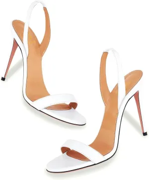LEHOOR Women Slingback Stiletto Heels Dress Sandals Backless Strappy Heeled Sandal Round Open Toe Formal Sandals 4 Inch High Heel Elastic Ankle Strap Classy Evening Sandals for Wedding Party 4-11 M US
