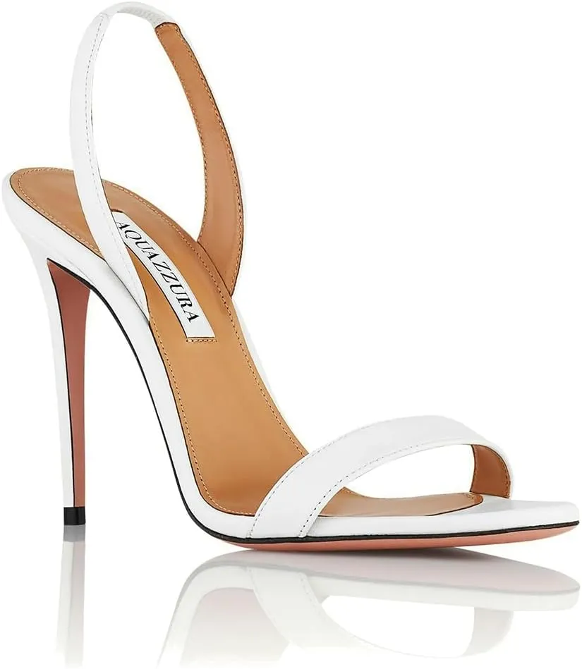 LEHOOR Women Slingback Stiletto Heels Dress Sandals Backless Strappy Heeled Sandal Round Open Toe Formal Sandals 4 Inch High Heel Elastic Ankle Strap Classy Evening Sandals for Wedding Party 4-11 M US