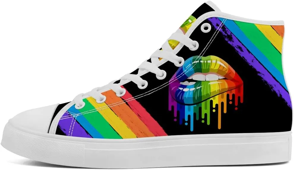 LGBT High Top Sneakers for Men Women LGBTQ High Top Canvas Shoes Lace Up Casual Shoes