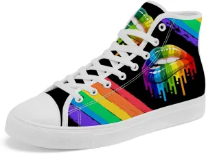 LGBT High Top Sneakers for Men Women LGBTQ High Top Canvas Shoes Lace Up Casual Shoes