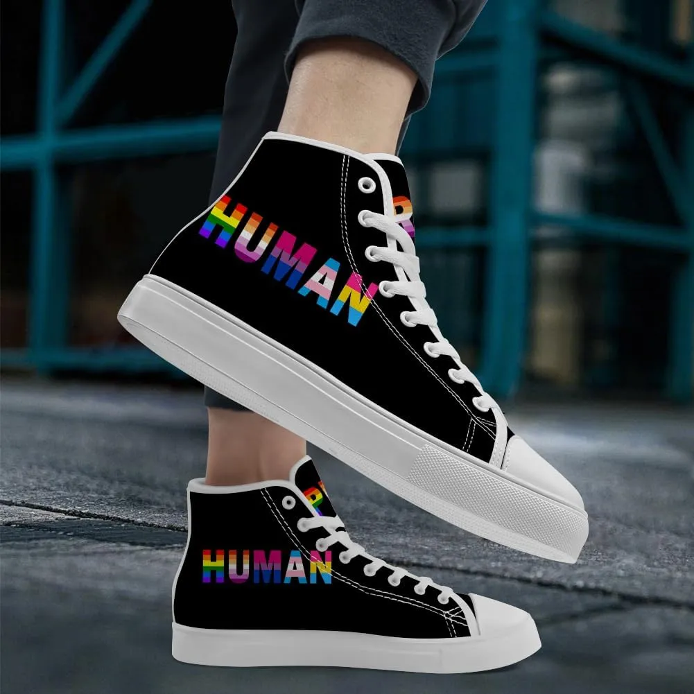 LGBT High Top Sneakers for Men Women LGBTQ High Top Canvas Shoes Lace Up Casual Shoes