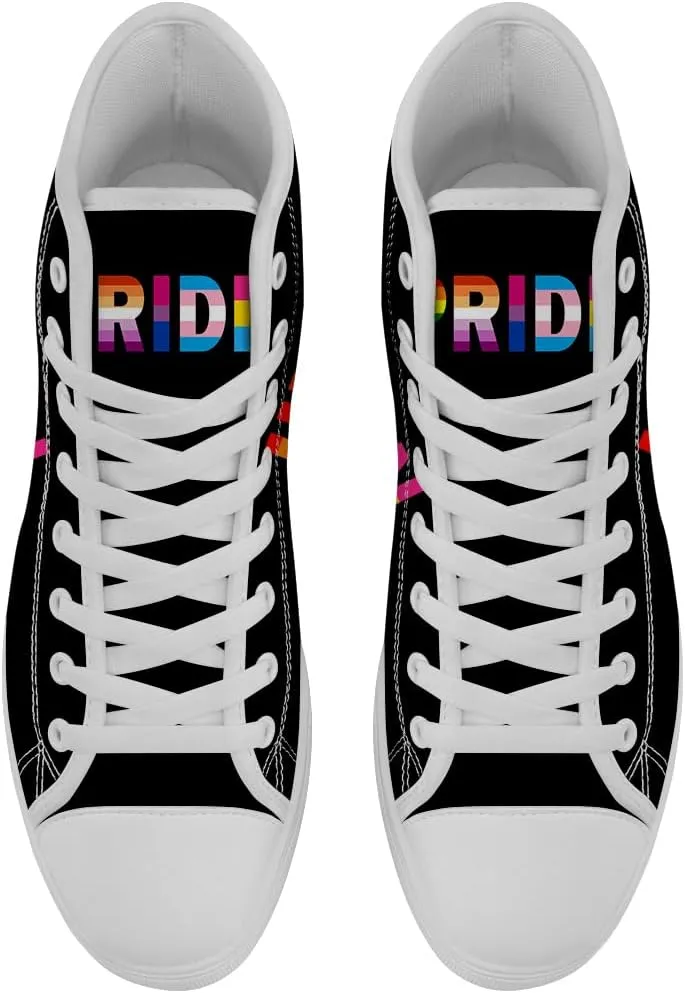 LGBT High Top Sneakers for Men Women LGBTQ High Top Canvas Shoes Lace Up Casual Shoes