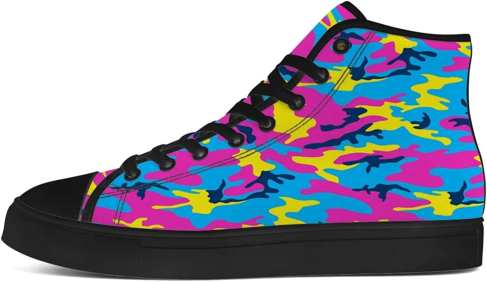 Neon Camouflage High Top Canvas Shoes Camo High Top Sneakers Lace Up Casual Shoes Gifts for Men Women