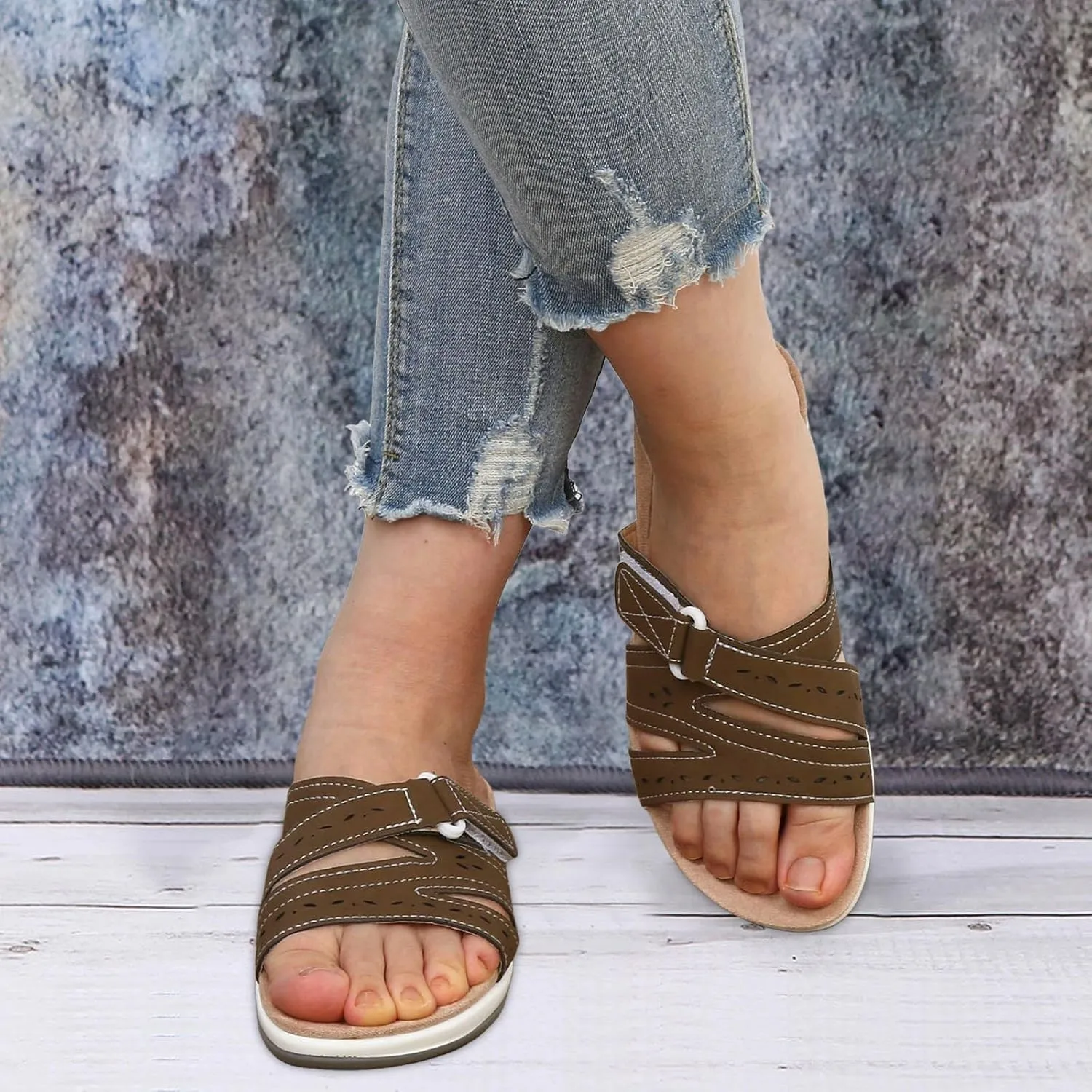 Orthopedic Sandals for Women Comfortable Dressy Summer Walking Plantar Fasciitis Sandals with Arch Support Adjustable Straps
