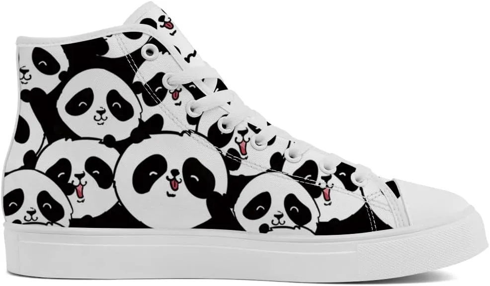 Panda High Top Shoes High Top Canvas Sneakers Lace Up Casual Walking Shoes Gifts for Men Women