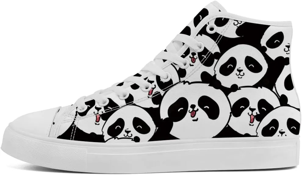 Panda High Top Shoes High Top Canvas Sneakers Lace Up Casual Walking Shoes Gifts for Men Women