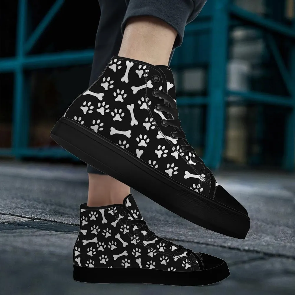 Paw High Top Canvas Shoes High Top Sneakers Lace Up Casual Shoes Gifts for Men Women