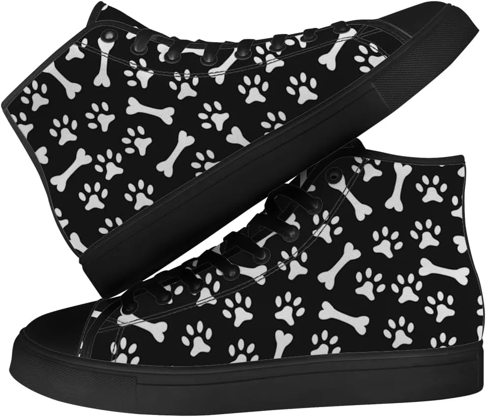 Paw High Top Canvas Shoes High Top Sneakers Lace Up Casual Shoes Gifts for Men Women