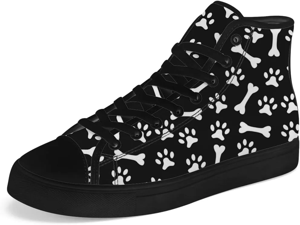 Paw High Top Canvas Shoes High Top Sneakers Lace Up Casual Shoes Gifts for Men Women