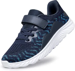 PDBQ Boys Girls Shoes for Toddler/Little Kids/Big Kids Machine Washable Lightweight Comfy Athletic Running Shoes Kids Sneakers Blue