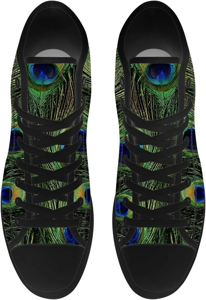 Peacock High Top Canvas Shoes High Top Sneakers Lace Up Casual Shoes Gifts for Men Women