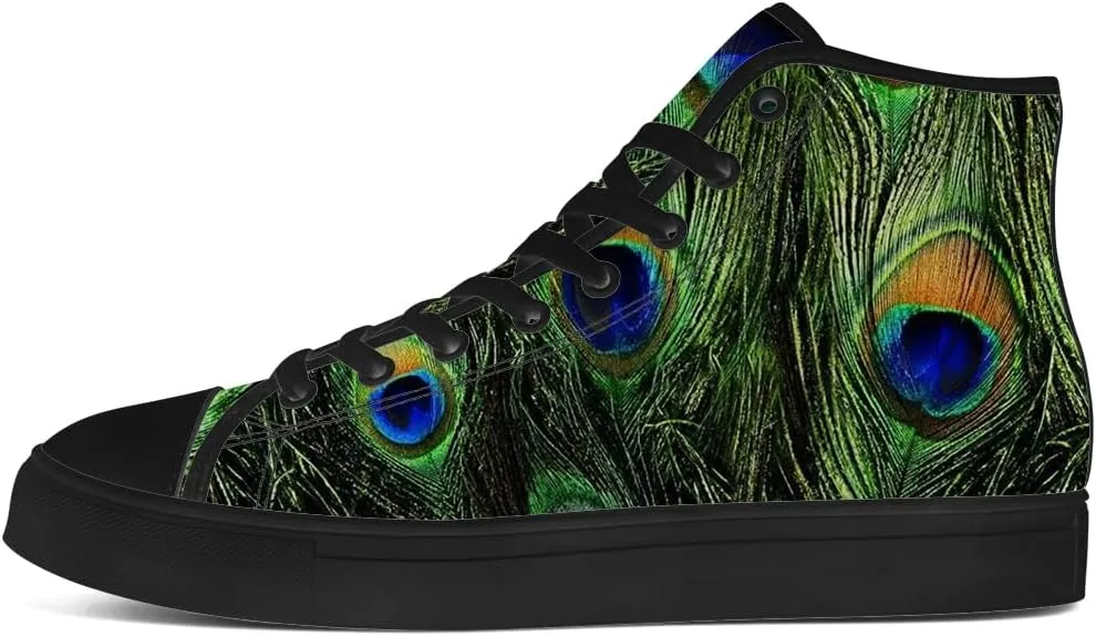 Peacock High Top Canvas Shoes High Top Sneakers Lace Up Casual Shoes Gifts for Men Women