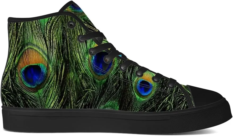 Peacock High Top Canvas Shoes High Top Sneakers Lace Up Casual Shoes Gifts for Men Women