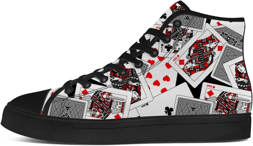 Poker High Top Canvas Shoes Playing Cards High Top Sneakers Lace Up Casual Shoes Gifts for Men Women