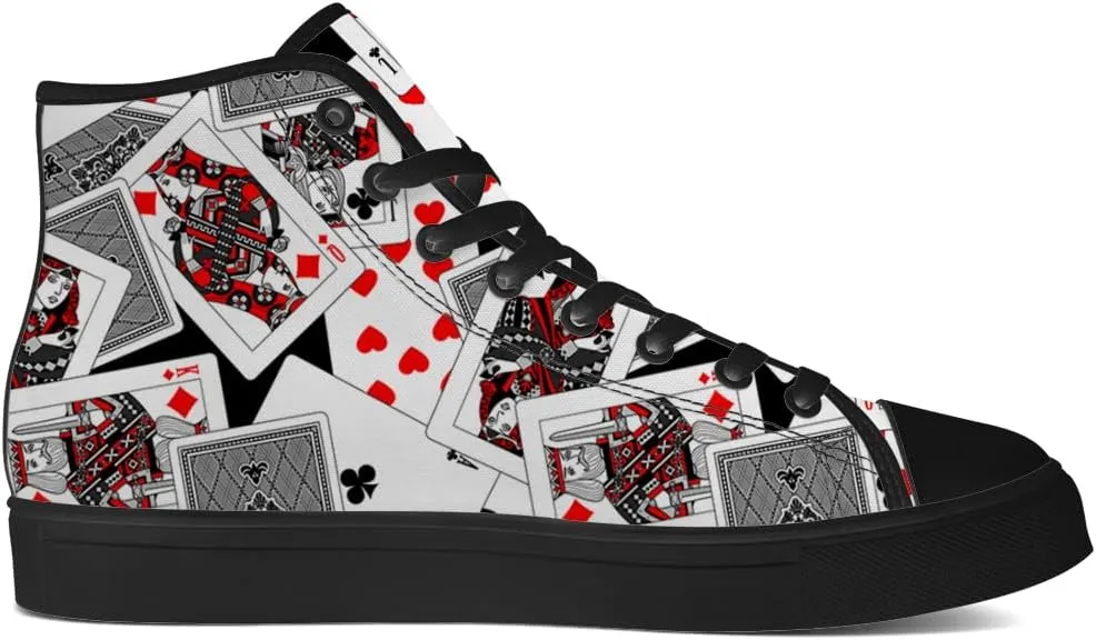 Poker High Top Canvas Shoes Playing Cards High Top Sneakers Lace Up Casual Shoes Gifts for Men Women