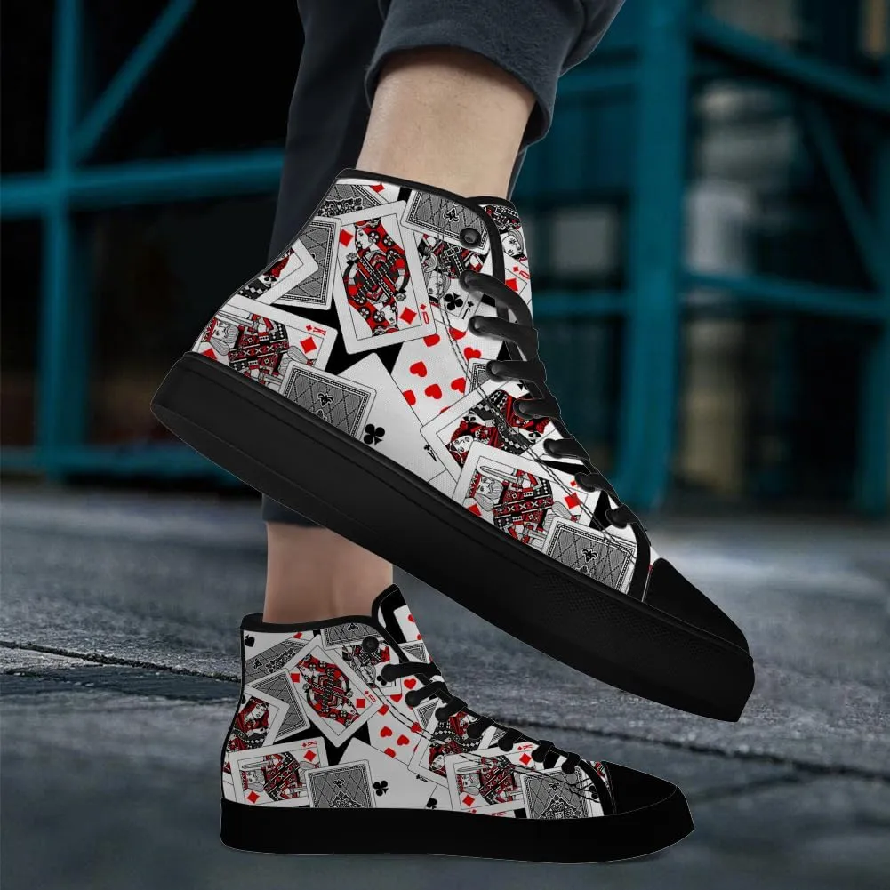 Poker High Top Canvas Shoes Playing Cards High Top Sneakers Lace Up Casual Shoes Gifts for Men Women