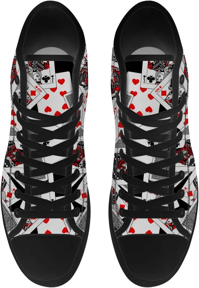 Poker High Top Canvas Shoes Playing Cards High Top Sneakers Lace Up Casual Shoes Gifts for Men Women