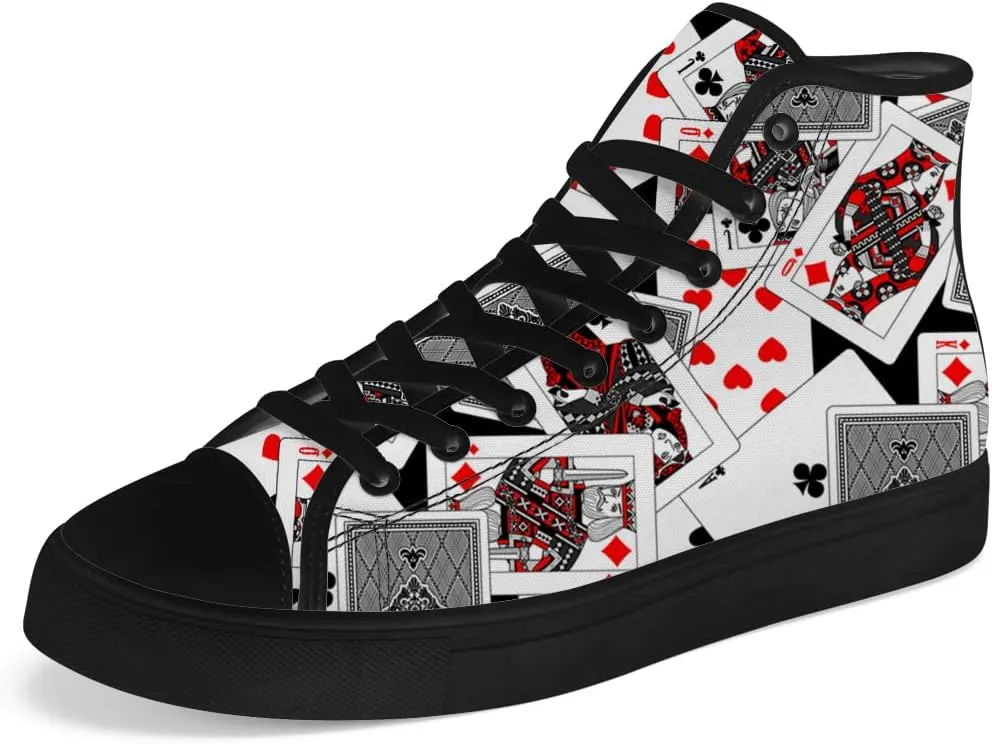Poker High Top Canvas Shoes Playing Cards High Top Sneakers Lace Up Casual Shoes Gifts for Men Women