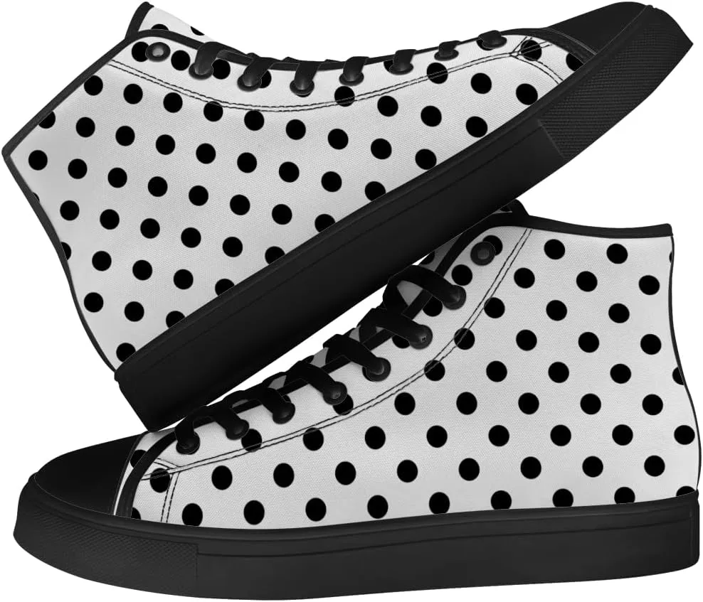 Polka Dot High Top Canvas Shoes High Top Sneakers Lace Up Casual Shoes Gifts for Men Women