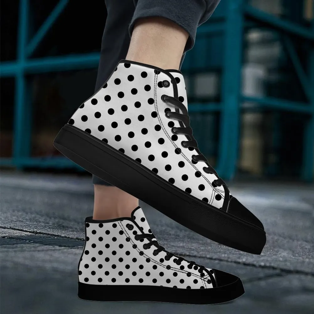 Polka Dot High Top Canvas Shoes High Top Sneakers Lace Up Casual Shoes Gifts for Men Women
