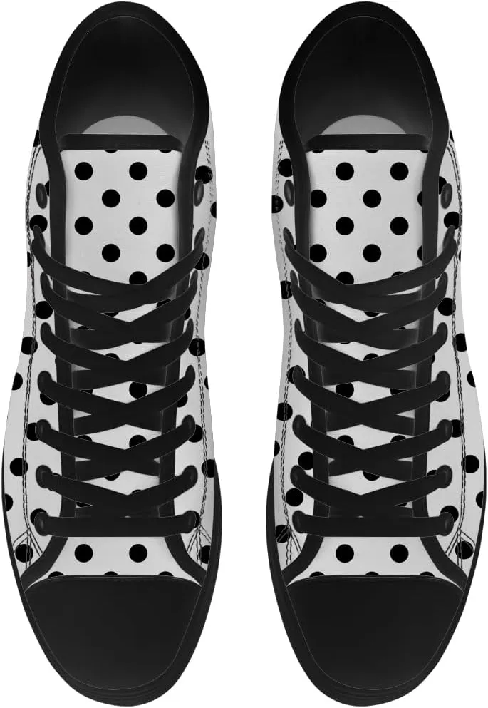 Polka Dot High Top Canvas Shoes High Top Sneakers Lace Up Casual Shoes Gifts for Men Women