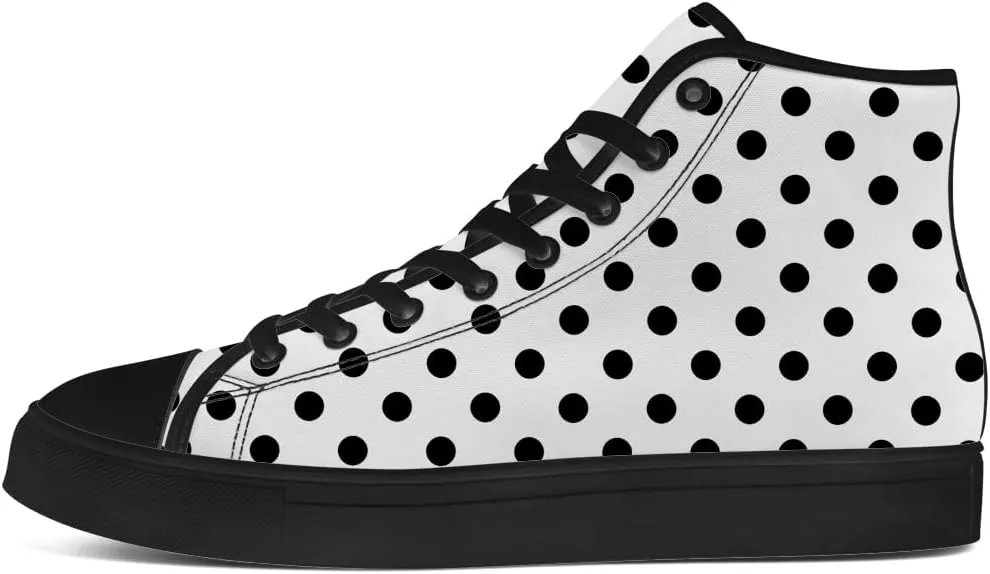 Polka Dot High Top Canvas Shoes High Top Sneakers Lace Up Casual Shoes Gifts for Men Women