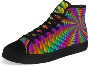 Psychedelic High Top Canvas Shoes Abstract Trippy High Top Sneakers Lace Up Casual Shoes Gifts for Men Women